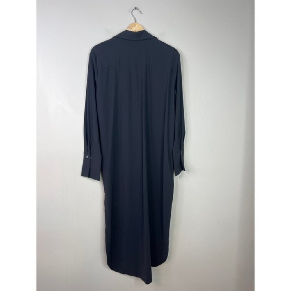 NWT Ona Olivia Long Sleeve Side Slits Oversized Convertible Shirt Dress Black - Picture 7 of 8